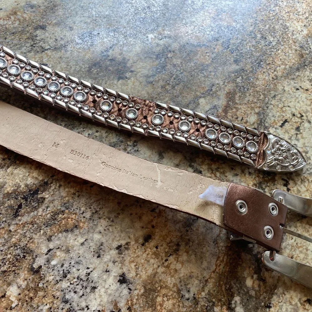Women's Belt Size M Italian Leather Belt 32 X 1.5 in Rhinestone and Studded Belt